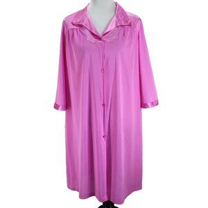 Vintage Vanity Fair Nightgown Robe Womens Size L Pink 3/4 Sleeve Tricot Nylon